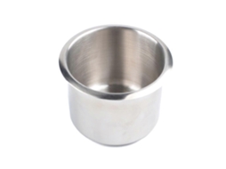 Porta-copos em aço inoxidável para carros, caravanas e iates, estável e fácil de limpar, 1 peça, prateado.