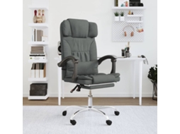 Vidaxl Cadeira Massagens Escritório Reclinável Tecido Cinzento-escuro