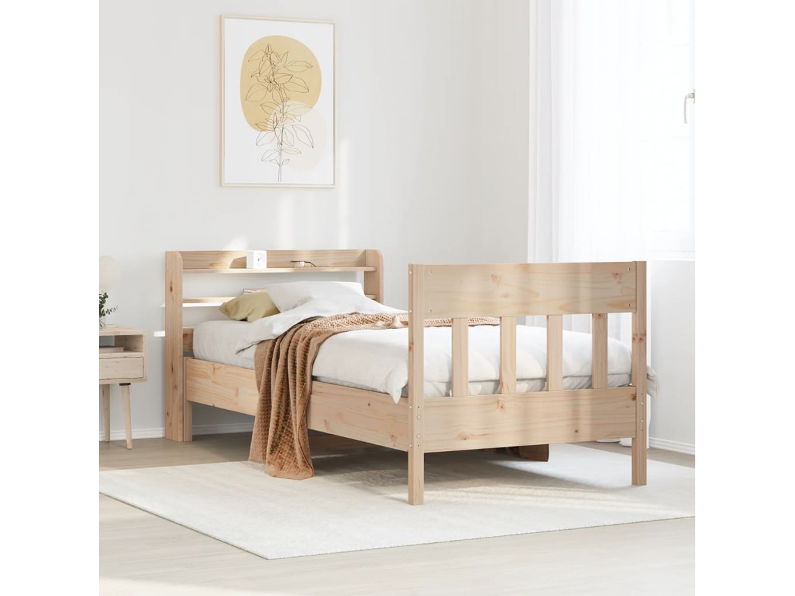 Vidaxl Cama Sem Colchão 75x190 Cm Madeira De Pinho Maciça