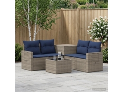 Vidaxl Conjunto De Sofás 6 Unid. Cinza E Azul Marinho