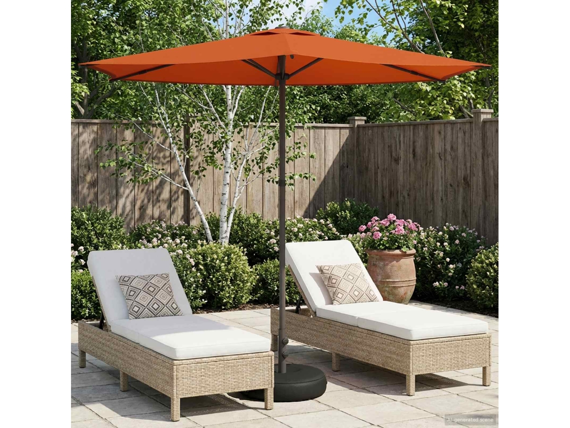 Vidaxl Parasol De Jardim Com Base 270 X 270 Cm Poliéster Retangular