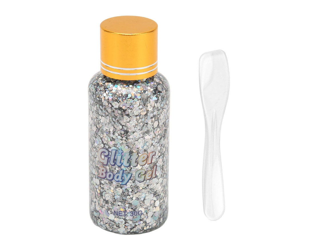 Gel De Glitter Para Rosto E Corpo Para Maquiagem De Festa - Prata 1.1oz