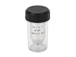 Objetiva de Microscópio Acromática 100x com Rosca Rms Padrão e Proteção de Mola