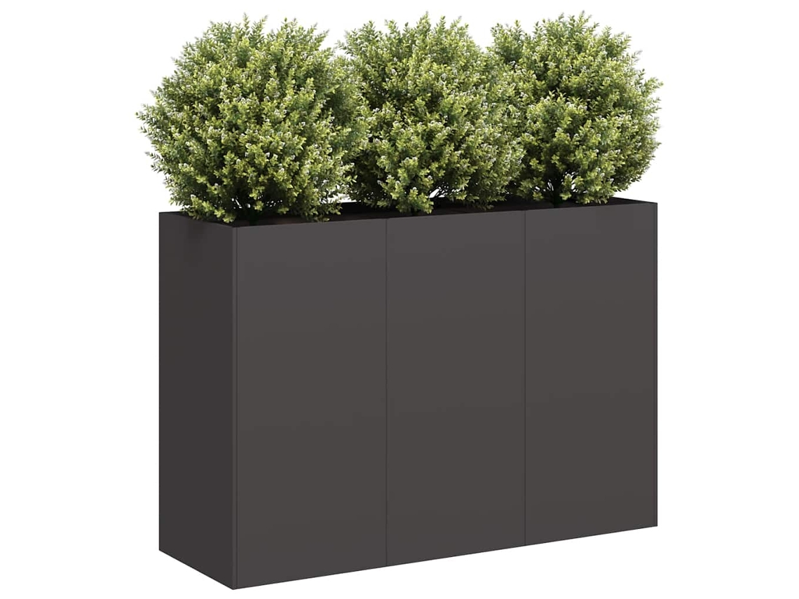 Conjunto de 1 Floreira com Vaso de Jardim 120x40x80cm Aço Laminado Preto HARLANV1