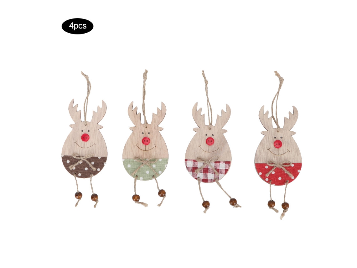 Laxiscreed Conjunto De 4 Enfeites Natalícios Com Cervo Fofo Para Árvore De Natal