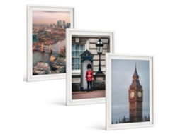 Quadros Decorativos Para Parede Londres, Ponte, Guarda, Big Ben Moldura Branca Pinturas De Quarto Espelharte (3 Piezas De 40x60 Cm)