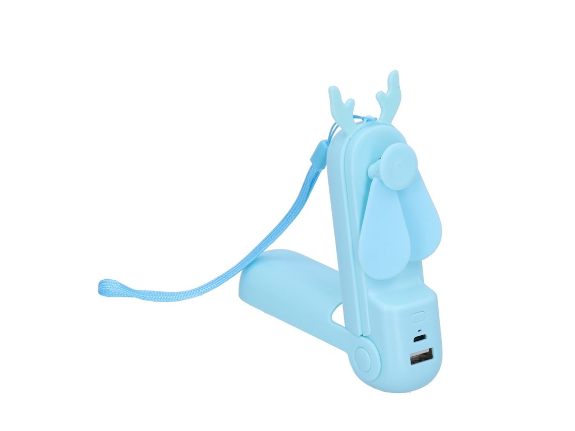 Ventilador Portátil Recarregável Plegable Mini Con Linterna De Emergencia Azul
