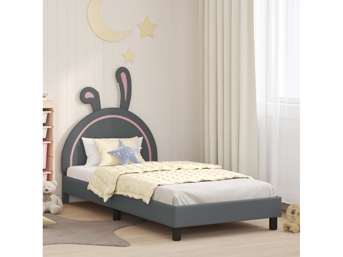 Vidaxl Estrutura De Cama Infantil Com Cabeceira Cinzento-claro Pu