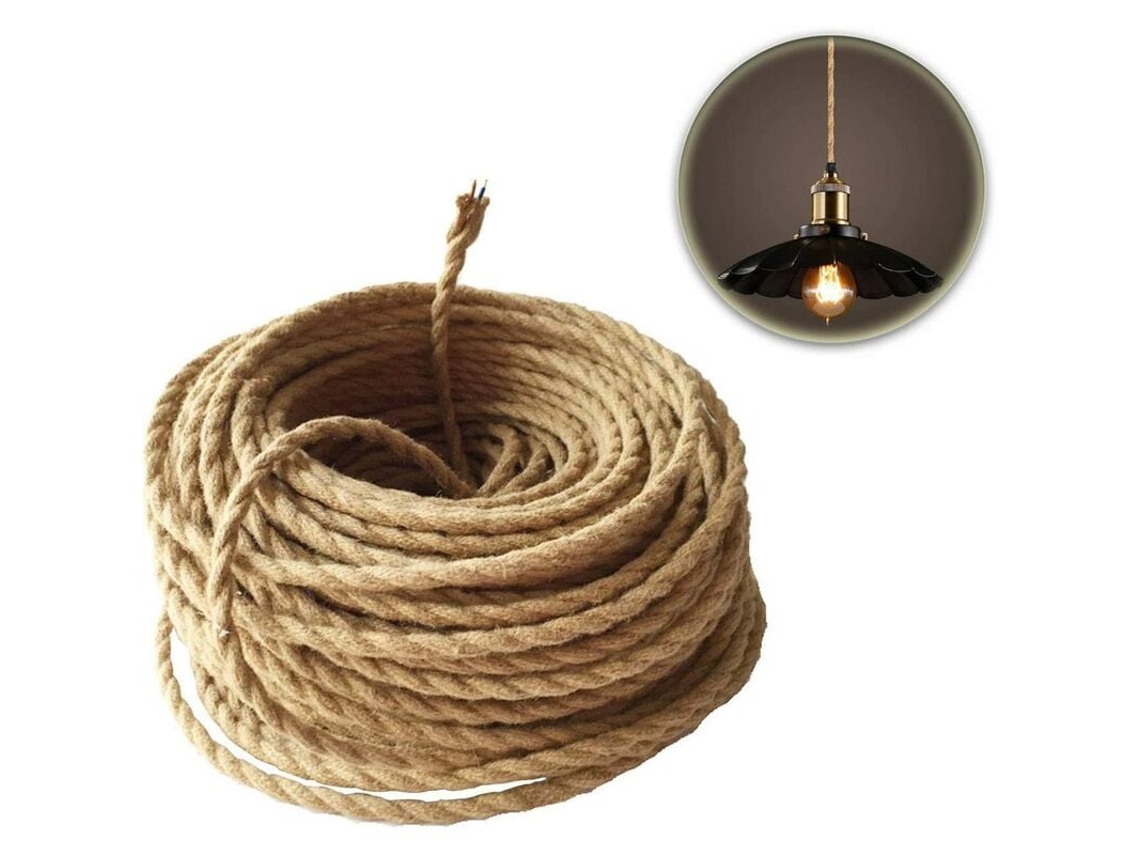 Fio Elétrico Trançado Retro 2x0.75mm² Para Acessórios De Lustre 20 Metros