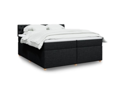 Vidaxl Cama Com Molas/colchão 200x200 Cm Tecido Preto