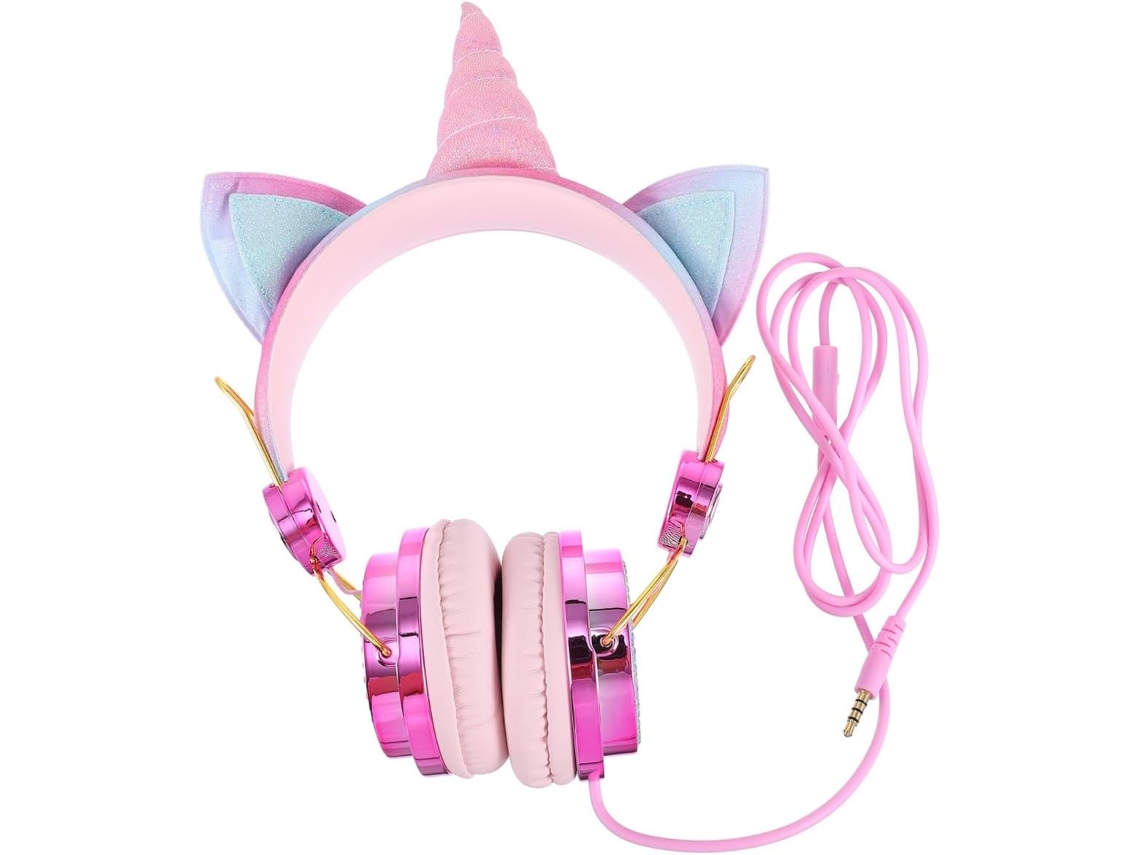Fone De Ouvido Gamer Com E Em Fio 3,5 Mm Para Uso No Na Cor Ouro Rosa