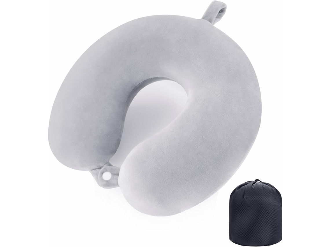 Travesseiro de pescoço de viagem Slowmoose, travesseiro de viagem de espuma viscoelástica com suporte