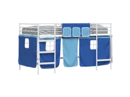 Estrutura de Cama Loft para Crianças com Cortinas Branco e Azul MAISON EXCLUSIVE