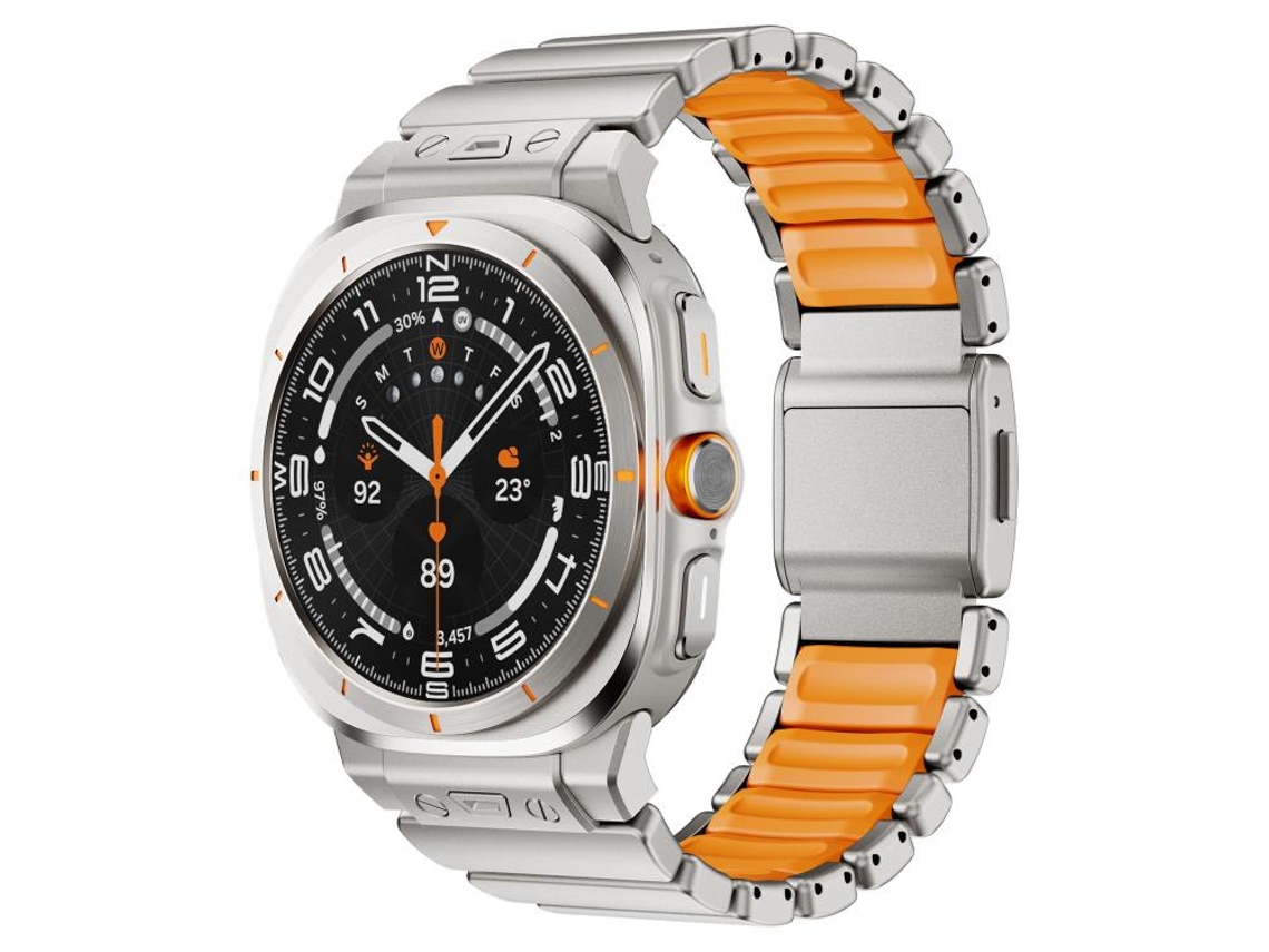 Bracelete Silicone com Fecho Magnético para Samsung Galaxy Watch Ultra (47mm) Laranja Titânio XIAOMOYU