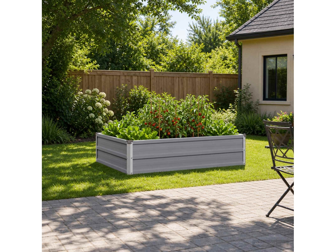 Vidaxl Cama De Jardim Elevada Cinzento 100 X 80 X 24 Cm