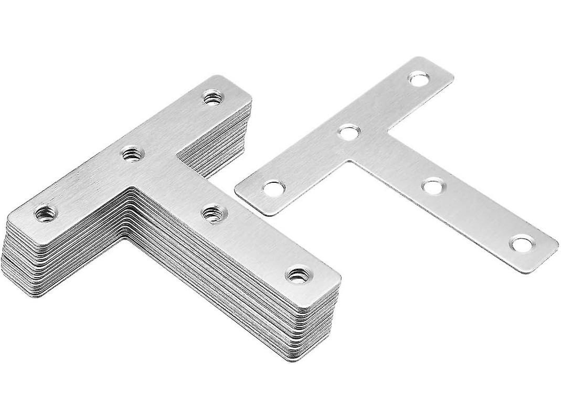 Placa de Reparação T, 80x80mm, Aço Inoxidável 304, com 5 Orifícios, Pacote de 15 | S/MARCA