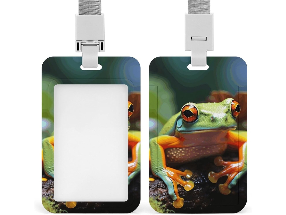 Porta Crachá Tree Frog, Protetor De Crachá Vertical Com Cordão, Capa Plástica Impermeável, Estojo Cartão De Visita