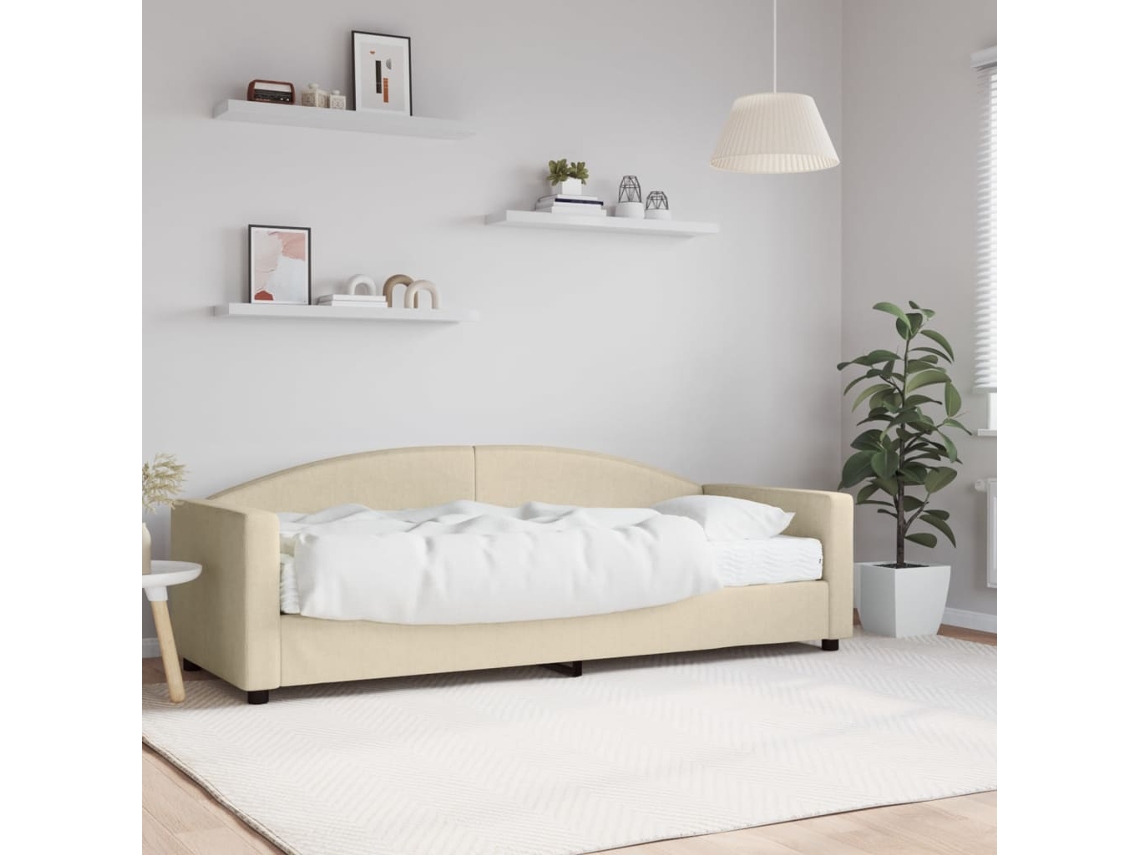 Vidaxl Sofá-cama Com Colchão 80x200 Cm Tecido Cor Creme