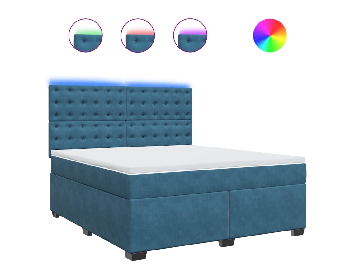 Box Spring Bed, Box Spring Beds Vidaxl Azul Veludo (180 X 200 Cm)
