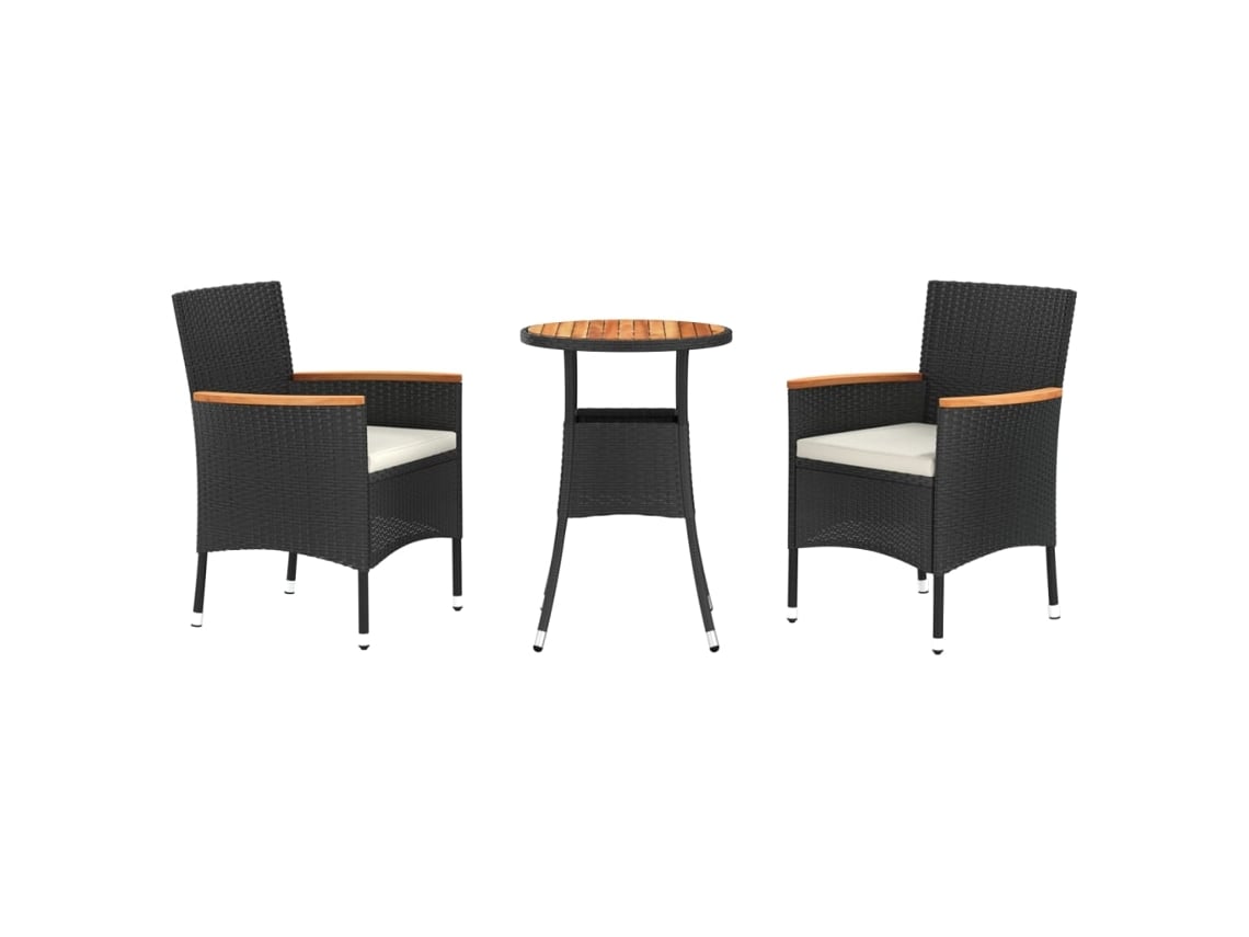 Garden Bistro Set, Garden Bistro Sets Vidaxl Preto Rattan / Vime (n/a)