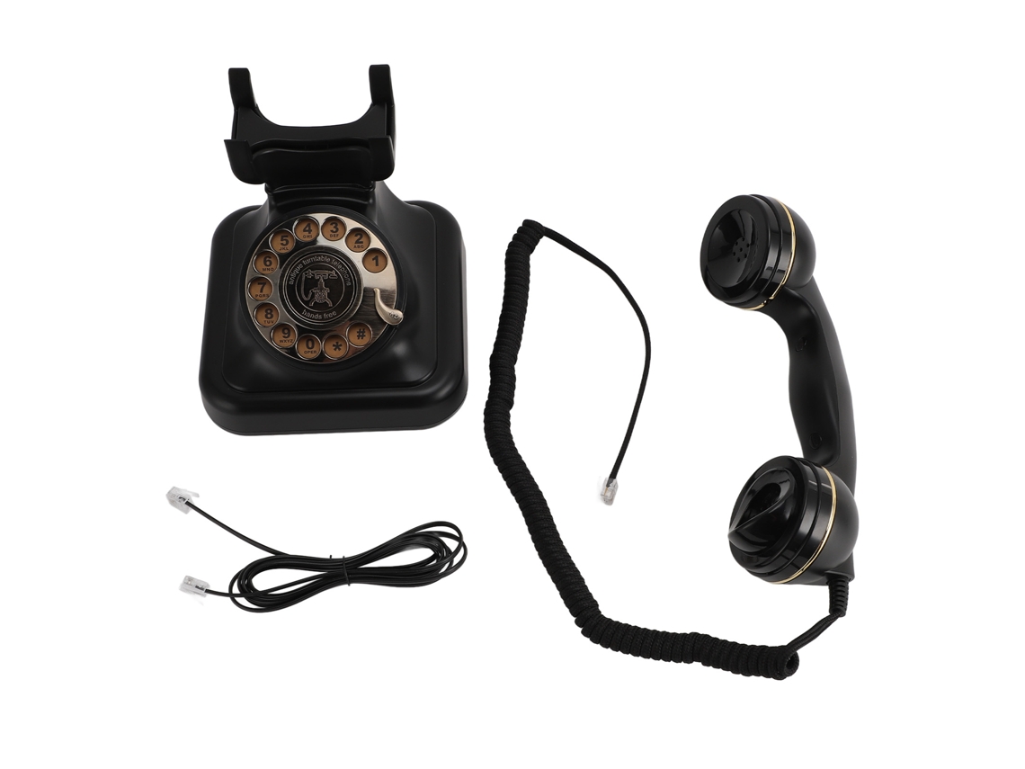 Telefone Fixo Clássico Retro com Disco Giratório, Timbre Mecânico e Discagem Rápida S/MARCA