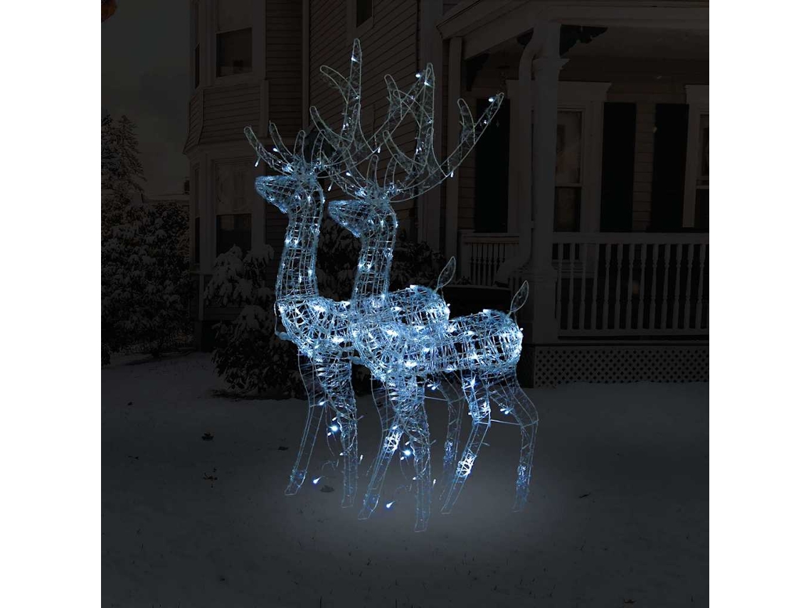 Vidaxl Renas Decorativas De Natal 2 Pcs 128 Cm Acrílico Branco Frio
