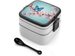 Marmita Bento Groovy Com Estampa De Borboletas E Flores, Empilhável, À Prova De Vazamentos, Tamanho Grande, Com