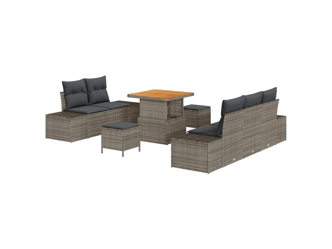 Conjunto 8 Conjunto De Sofá De Jardim Vidaxl Cinzento Vime Pe (239 X 62 X 85 Cm)