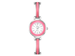 Relógio de Pulso Feminino Casual de Quartzo com Pulseira de Liga Redonda Prata Rosa