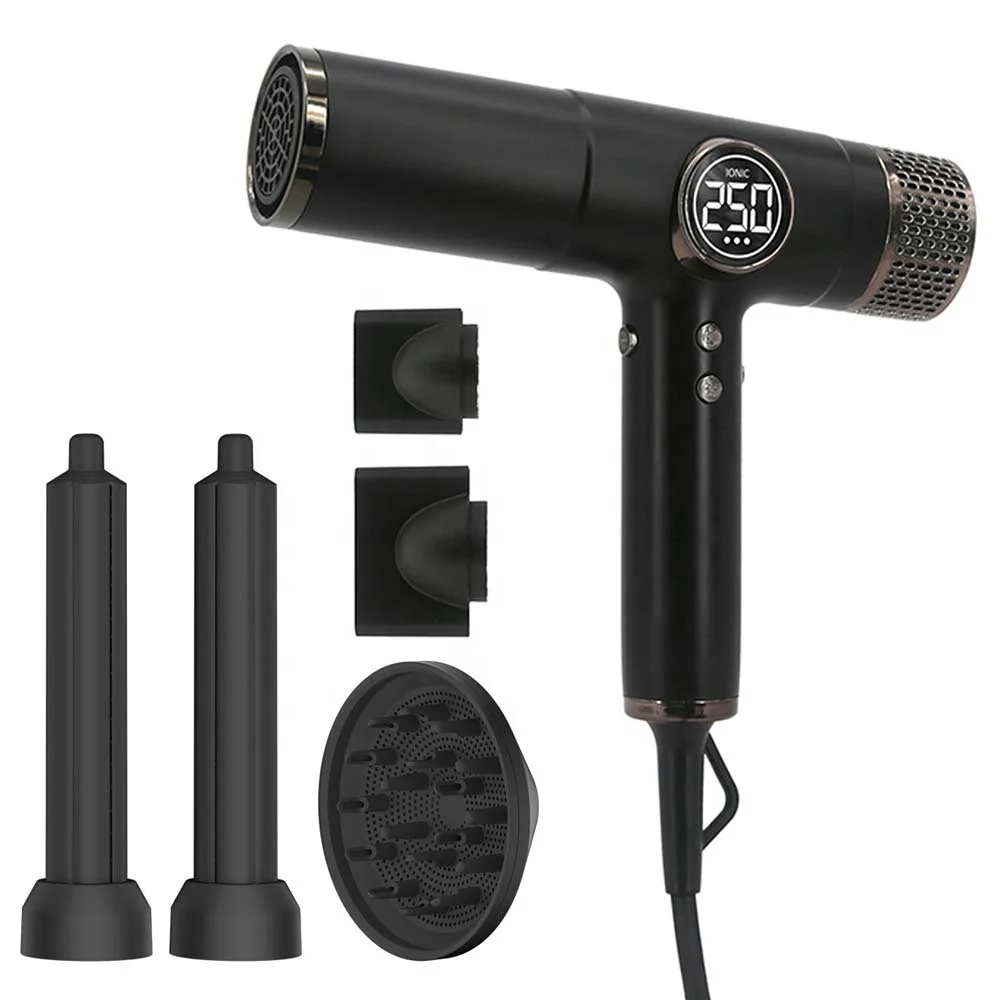 (preto) Conjunto De Secador De Cabelo, Secador De Cabelo De Alta Velocidade, Modelador De Cachos, Bocal E Ferramentas De Modelagem.