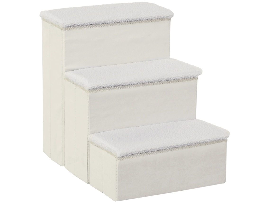 Escada Dobrável 3 Degraus Armazenamento Branco VOLTEDGE