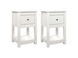 Bedside Cabinet, Bedside Cabinets Vidaxl Branco Madeira De Pinho (n/a)