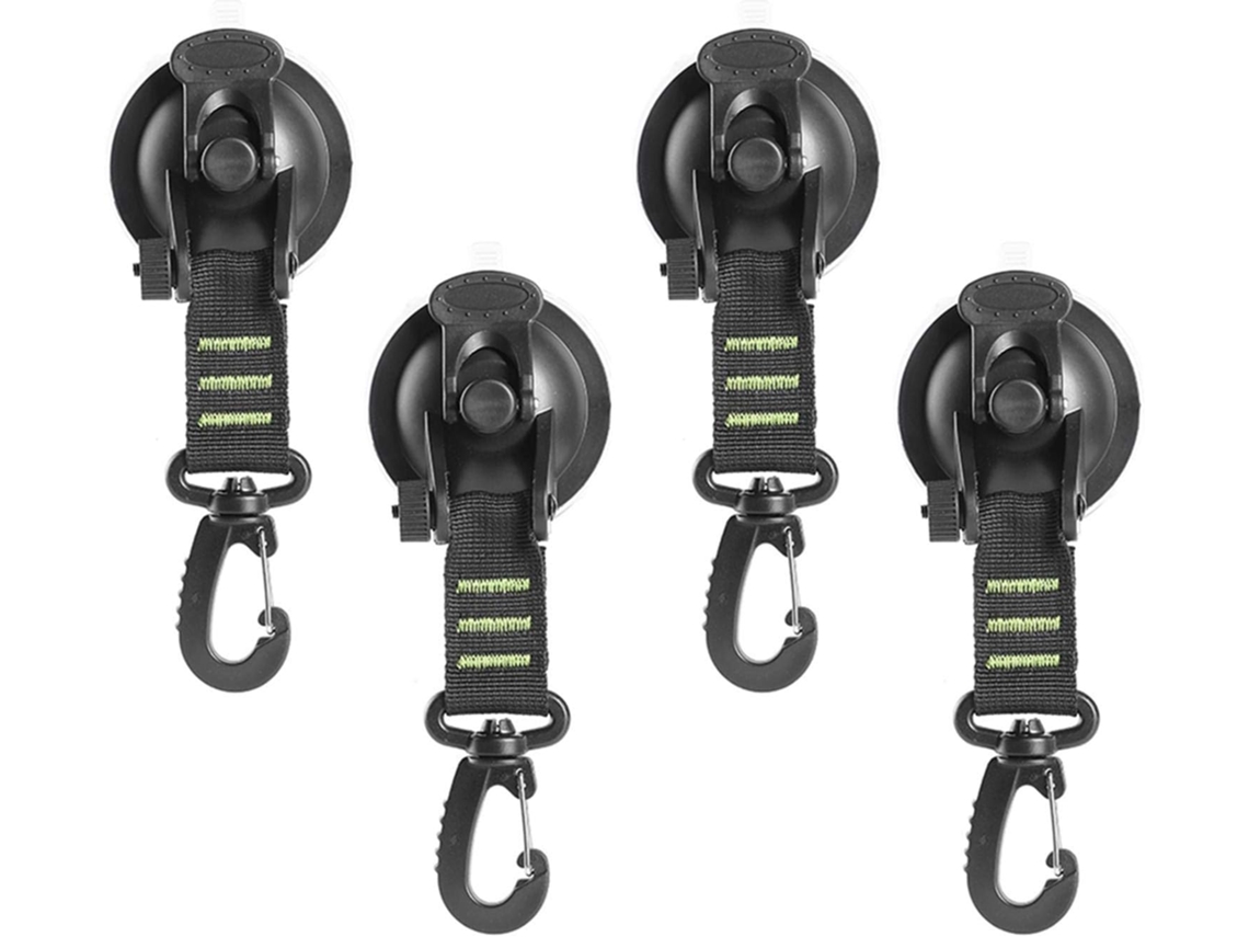 Conjunto de 4 Âncoras Ventosa Reforçadas com Sistema Fixação Seguro, Cintas Tensão para Barracas Camping, Suportes Fortes Carro e Barco. AQUAFORGE