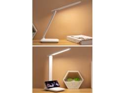 Luminária de mesa LED em couro sintético com suporte duplo, 180 graus, 3 níveis de intensidade de luz com ajuste.