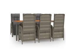Maison Exclusive - 7 Pcs Conjunto De Jantar P/ Jardim C/ Almofadões Vime Pe Cinza