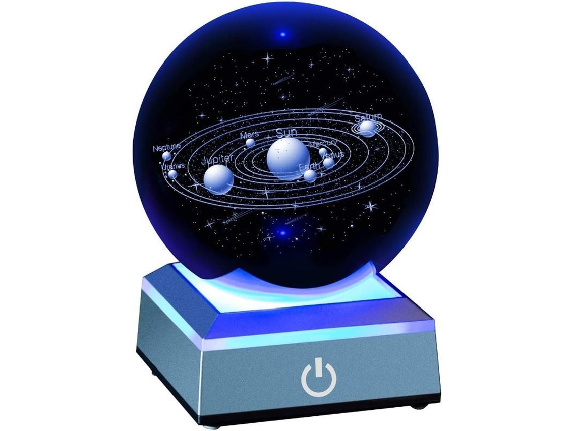 2026 modelo 3d do Sistema Solar Bola de Cristal Gravada a Laser com Base Iluminada Brinquedo de Aprendizagem Astronômica