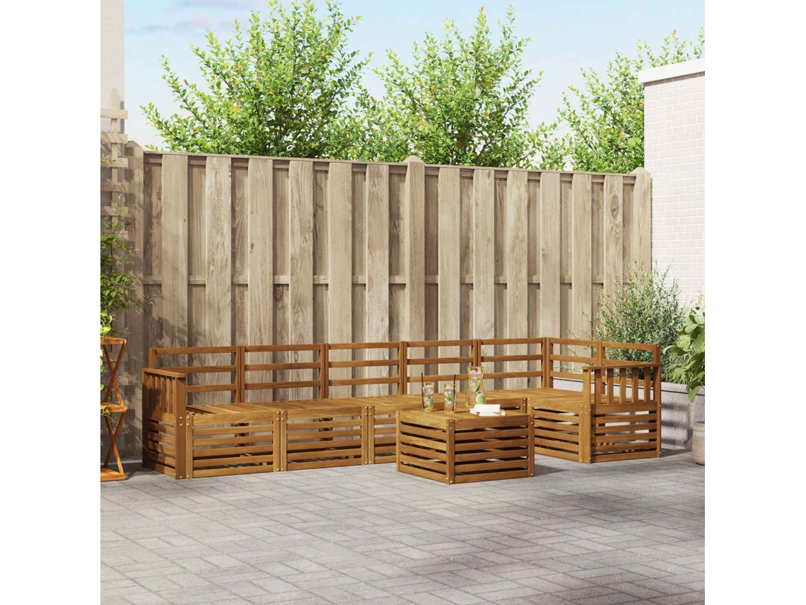Vidaxl Conjunto De Sofá Sectional 7 Pcs Natural