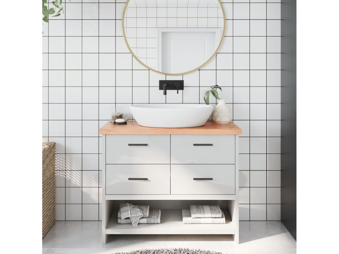 Vidaxl Bancada P/ Wc 100x30x(2-4) Cm Madeira Maciça Tratada Castanho