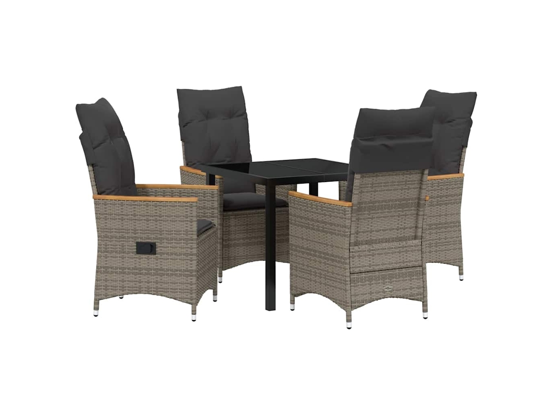 Maison Exclusive - Conjunto De Jantar Para Jardim 5 Pcs Cinzeto Vime Pe
