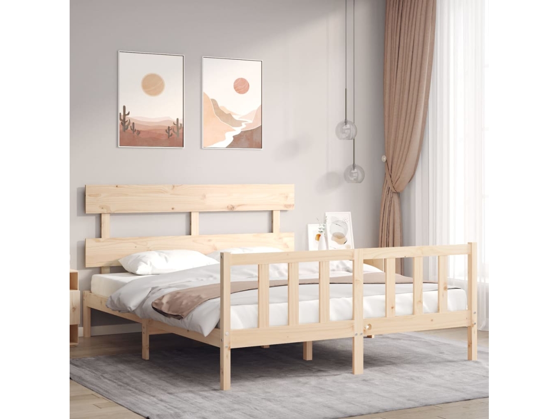 Vidaxl Cama Sem Colchão 160x200 Cm Madeira De Pinho Maciça