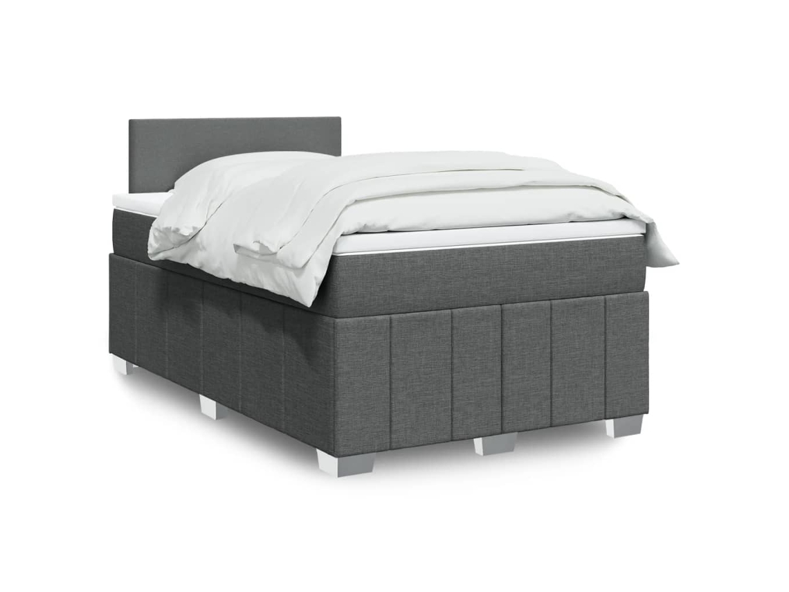 Vidaxl Cama Boxspring Com Colchão 120x190 Cm Tecido Cinzento-escuro