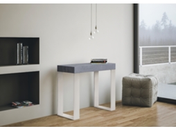 Mesa Consola Extensível 90X40/300 Cm Tecno Cimento Quadro Branco