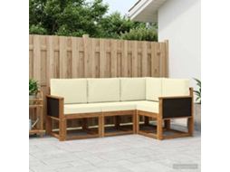 Vidaxl Conjunto De Sofás Para Exterior 4 Unid. Natural E Creme