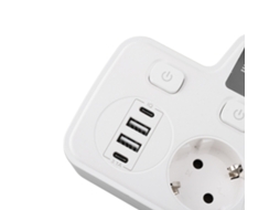 Laxiscreed Toma Conversora Com 2 Usb-a E 2 Usb-c, Interruptor, Compatível Com Europa E Fácil Montagem Na Parede