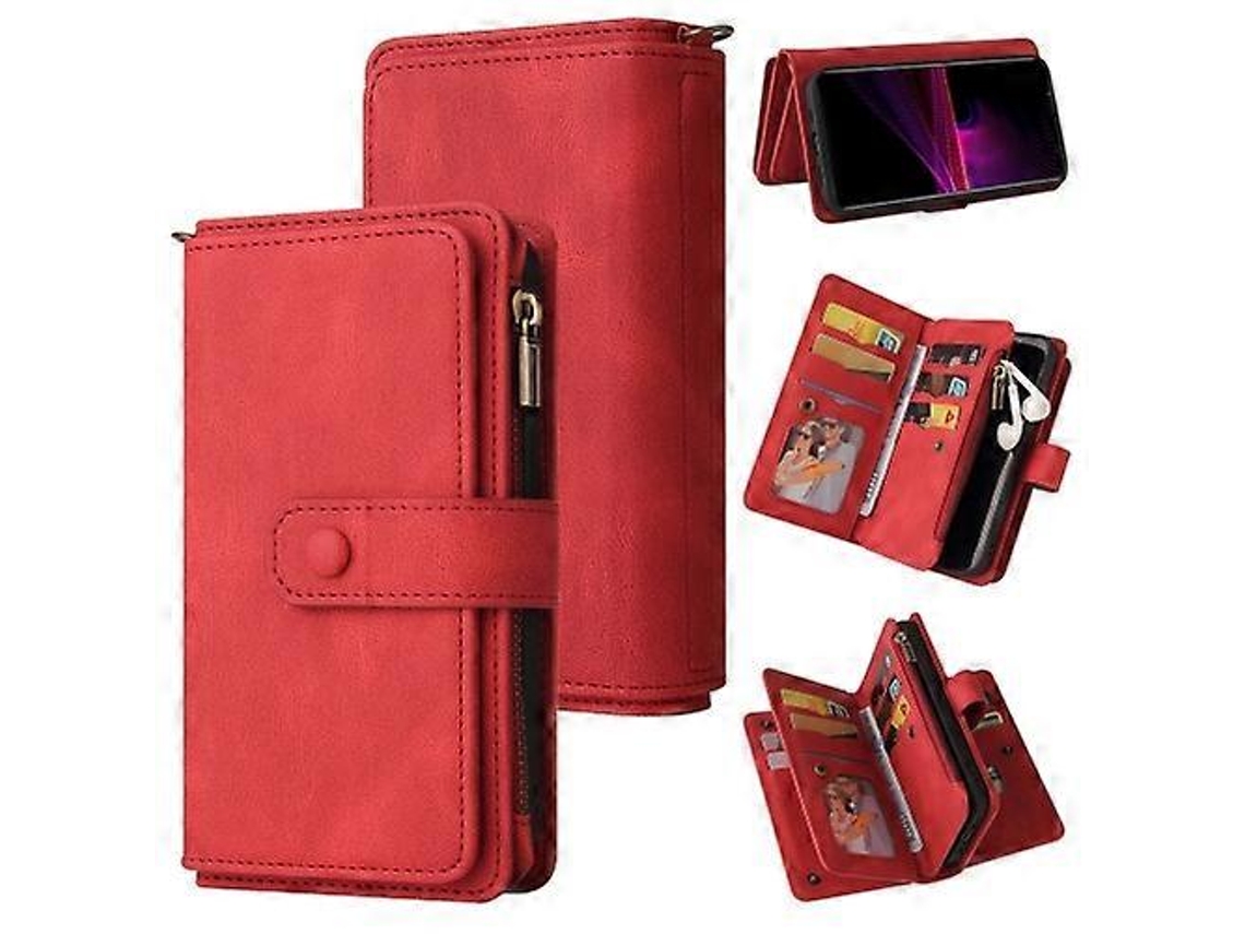 Capa De Couro Flip Horizontal Com Sensação De Pele Pu Tpu Para Sony Xperia 1 Iii Com Suporte, Compartimento Para 15 Cartões, Carteira E Bolso Com Zí