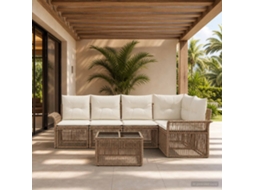 Vidaxl Conjunto De Sofá De Jardim 6 Unid. Bege Vime Pe