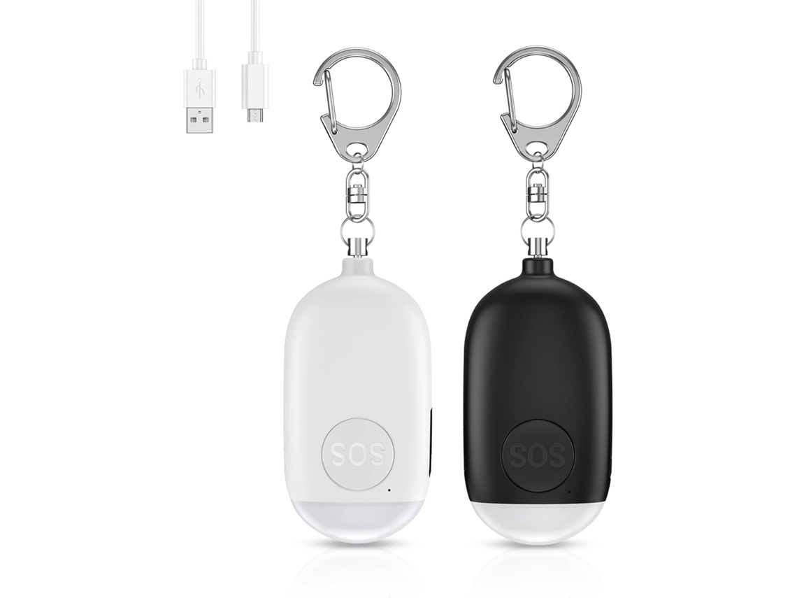 Alarme pessoal Safe Sound, chaveiro de segurança recarregável Safesound de 130 dB, emergência (pacote com 2) Slowmoose (versão atualizada)