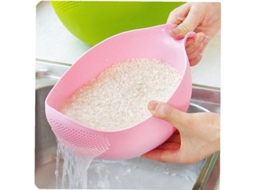 Cuba de lavagem de arroz de plástico rosa, colador multiuso para legumes e frutas | S/MARCA