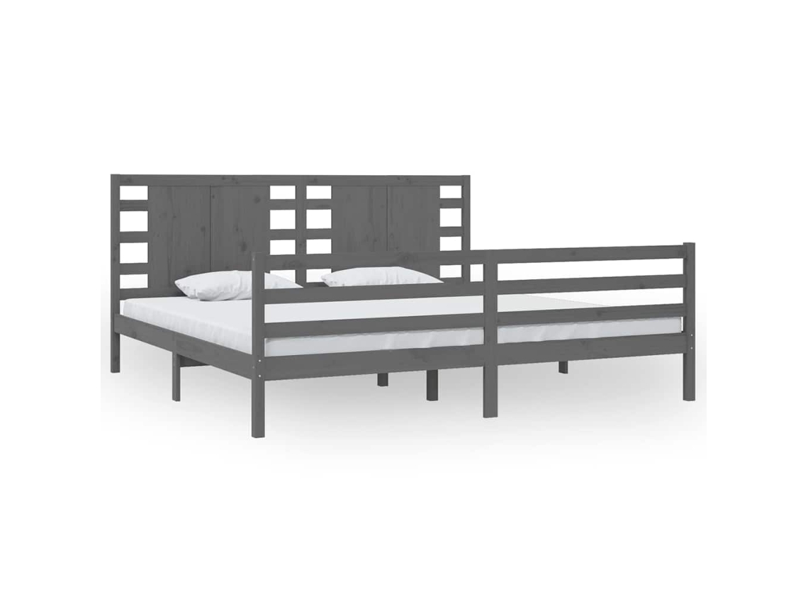 Bed Frame, Bed Frames Vidaxl Cinzeto Madeira De Pinho (200 X 200 Cm)