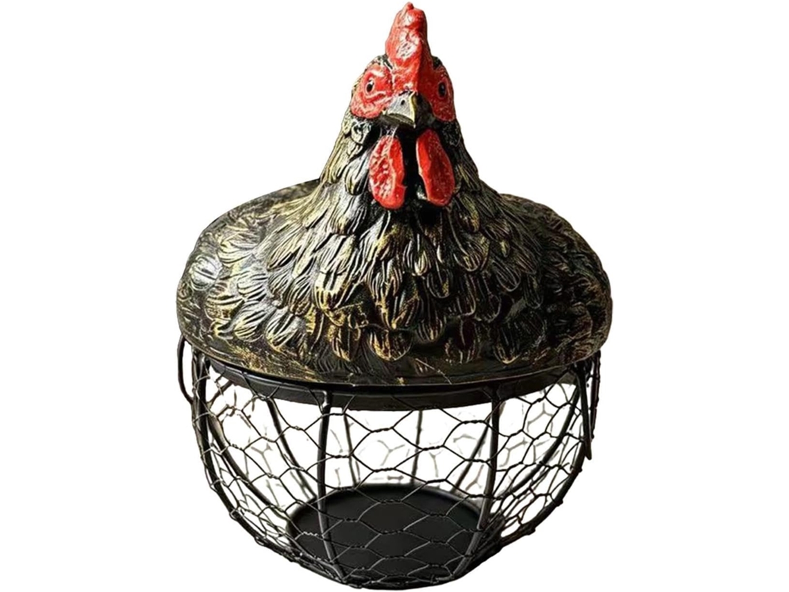 Cesto para Ovos, Organizador Decorativo de Arame Metálico com Design Galinha,, Bancada, Casa, Mesa CHABERLU